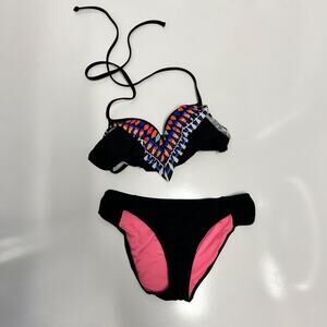 Victorias Secret Pink Push Up Halter Bikini in Black
